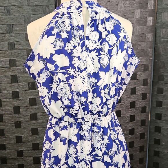Floral Halter Maxi Dress - Blue and White Size Small - Picture 8 of 11
